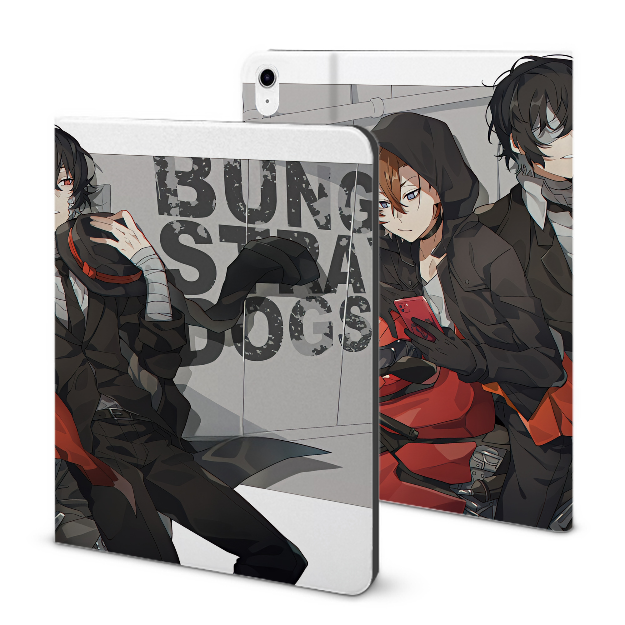（画像用） 文豪ストレイドッグス Bungo Stray Dogs IPad ケース ブック型 PUレザー TPU 耐衝撃 軽量 薄型 ペン収納なし 全面保護 IPad 各モデル対応